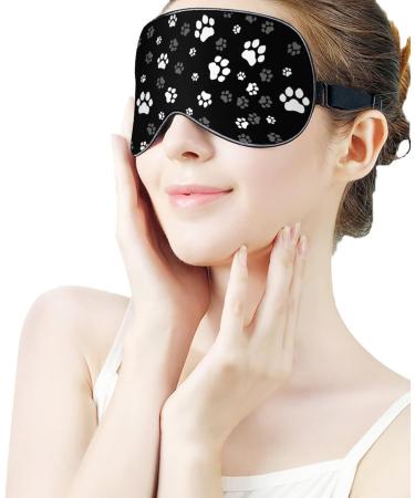 White Gray Paw Print Sleep Mask for Women | Adjustable Eye Shades with Elastic Strap - Perfect for Travel & Relaxation - Buy Online on GoSupps.com