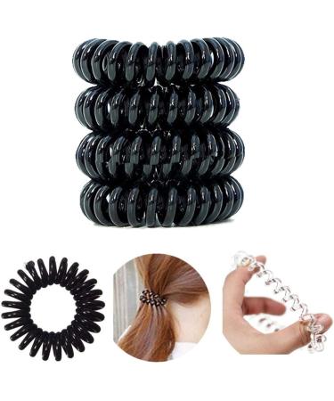 Set of 4 Black Telephone Cord Coil Twist Hair Elastics Bobbles Bands - Buy Online on GoSupps.com