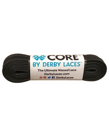 Derby Laces CORE Narrow 6mm Waxed Lace for Figure Skates, Roller Skates, Boots, and Regular Shoes Black 96 Inch / 244 cm