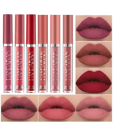 6Pcs Matte Liquid Lipstick Makeup Set, Matte liquid Long-Lasting Wear Non-Stick Cup Not Fade Waterproof Lip Gloss (Set C)