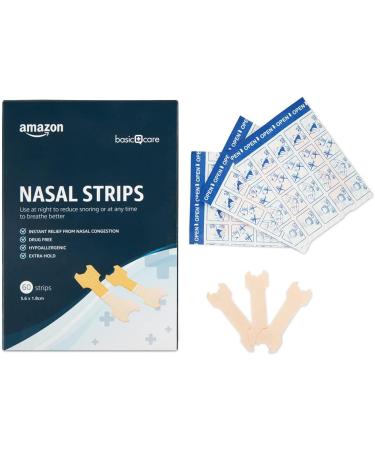 Amazon Basic Care Nasal Strips Medium Size - 60 Strips (Pack of 1) for Snoring & Congestion Relief - Buy Online on GoSupps.com