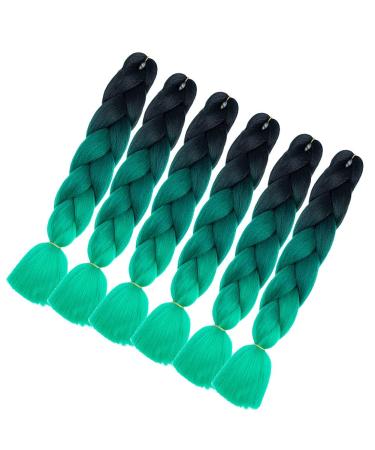 KanCalon 24 Ombre Jumbo Braids - 6 Pieces Synthetic Crochet Hair Extensions (Deep Green & Black) for Stunning Hairstyles - Buy Online on GoSupps.com
