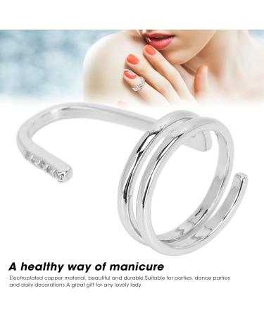 Decorative Nail Ring Fashion Fingertip Jewelry Nail Art Ring for Ladies Stylish Nail Accessories in Gold for Parties Weddings and Daily Wear (3050 platinum) - Buy Online on GoSupps.com