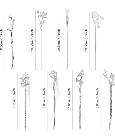 inSowni 8 Pieces Decorative Retro Crystal Pearl Silver Hair Sticks Pins with Pendants Asian Chinese Hanfu Cloud Star Lotus Flower Hair Forks Chopsticks Bun Updo Holders Long Hairpins for Women Girls - Buy Online on GoSupps.com
