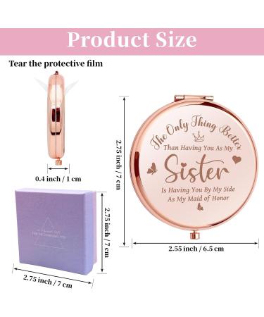 JCHCAMRY Engraved Compact Makeup Mirror - Rose Gold | Bridesmaid, Sister, Wedding, Friendship Gift - Buy Online on GoSupps.com