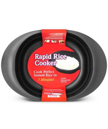 Rapid Rice Cooker | Microwave Rice Blends in Less Than 3 Minutes | Perfect for Dorm, Small Kitchen, or Office | Dishwasher-Safe, Microwaveable, & BPA-Free (Black, 1 Pack) Black 1 Count (Pack of 1)