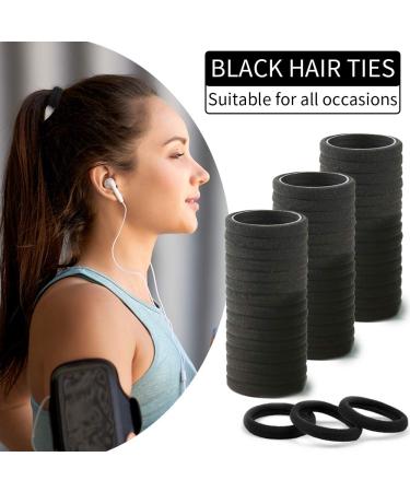 100PCS Seamless Thick Black Hair Ties for Women & Girls - Elastic Ponytail Holders | No Damage Hair Bands - Buy Online on GoSupps.com