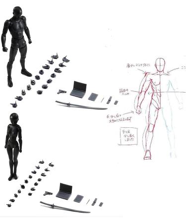 Black GNALLANG Action Figures DX PVC Model Set with Box - Female and Male Characters for Artists - Buy Online on GoSupps.com