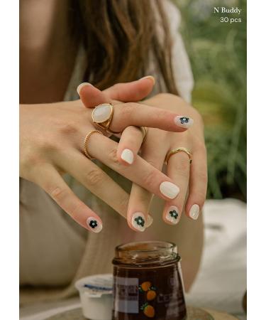 ohora Semi Cured Gel Nail Strips (N Buddy) - Salon-Quality, Long Lasting, Easy to Apply & Remove - White (Includes Prep Pads, Nail File, Wooden Stick) - Buy Online on GoSupps.com
