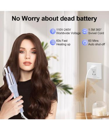 Automatic Hair Curler - Rotating Curling Iron 1 Inch with 4 Temperatures | Fast Heating Dual Voltage Wand for All Hair Types - Ideal for Women (Blue - Buy Online on GoSupps.com
