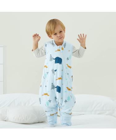 Duomiaomiao Winter Sleeping Bag with Legs 2.5 Tog | Baby Sleeveless Wearable Blanket | Breathable Cotton Toddler Sleeping Bag | Unisex Boys Girls | 85cm (Height: 90-100cm) | New Elephant Forest Design - Buy Online on GoSupps.com