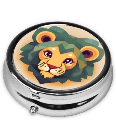 Buy Cartoon Lion Round Pill Box - 3 Compartment Portable Travel Organizer | International Shipping Available - Buy Online on GoSupps.com