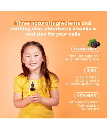 Organic Kids Vitamin C Drops with Elderberry Extract, Zinc & Antioxidants - Immune Support - Sugar-Free - 2 fl oz - Buy Online on GoSupps.com