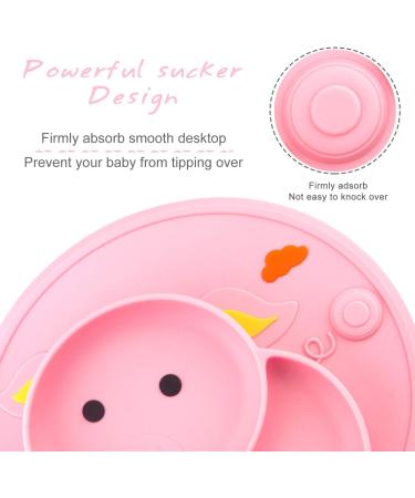 Qshare Toddler Plates - BPA-Free Silicone Suction Plate for Kids - Dishwasher & Microwave Safe - PigPink/DuckCyan - Buy Online on GoSupps.com