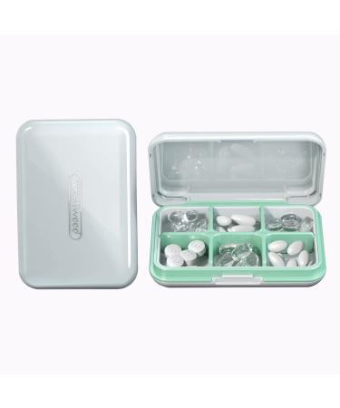 Travel Pill Organizer Moisture Waterproof Small Pill Box for Pocket Purse 6 Compartments Portable Pill Case Medicine Vitamin Holder Container (White, 6 Compartments)