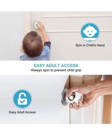 Child Safety Door Knob Covers (4 Pack) - New Shape & Structure Design, Prevent Kids from Opening Doors - Baby Safety Locks, White, Fits Most Knobs - Buy Online on GoSupps.com