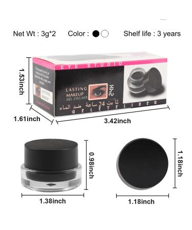 Erinde Black White Gel Eyeliner Set | Waterproof High Pigment Long Lasting Smudge-Proof Cream Gel Eyeliner with 2 Makeup Brushes | Makeup Gift Kit 02 - Buy Online on GoSupps.com