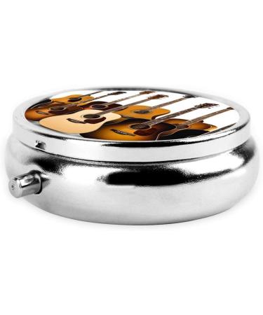 Buy Guitar Printed Mini Round Pill Box | Travel Pill Organizer | 3 Compartment Medicine Case - Buy Online on GoSupps.com