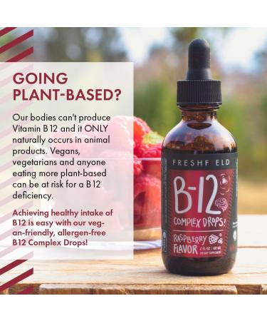 Freshfield B12 Complex Drops - 1200mcg Methylcobalamin - Liquid Vegan B Vitamins for Energy, Mood, Heart Health - Buy Online on GoSupps.com
