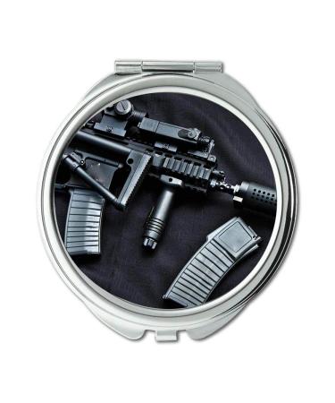 Mirror Travel Mirror gun powder Round Mirror cool gun background pocket mirror portable mirror