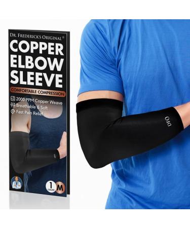 Dr. Frederick's Original Copper Compression Elbow Sleeve - 1 Sleeve - Elbow Support - Compression Sleeve For Men and Women - Tendonitis Pain Relief - Golf & Tennis Elbow Brace - Medium
