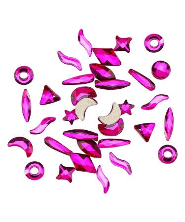 dijiusidy 50 Pieces Glass Crystal Set Eye-catching Personalized Nail Art Rhinestones DIY Handcraft Manicure Accessories for Card Making Rose Red