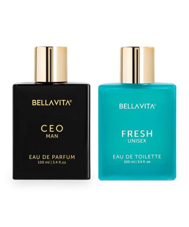Bloom Beauty Bella Vita Luxury CEO Men EDP & Fresh Unisex EDT Liquid Perfumes Combo Pack of 2 Premium Long Lasting Fragrance Scents for Men & Women 100 ml Each