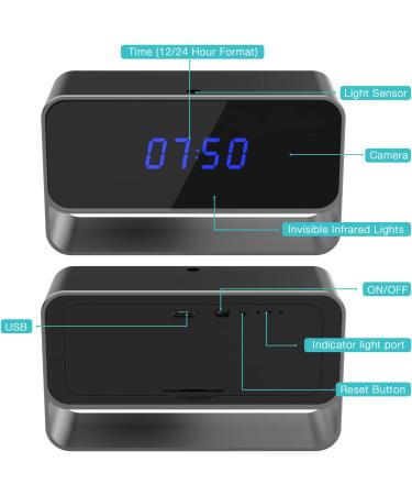 GooSpy Hidden Camera Clock | WiFi Spy Camera FHD 1080P | Wireless Nanny Cam with Night Vision | Motion Detection Alert - Buy Online on GoSupps.com