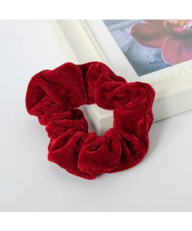 JUSTFOX XL Velour Velvet Hair Tie Ponytail Holder - Red Scrunchie for Effortless Style | International Shipping Available - Buy Online on GoSupps.com