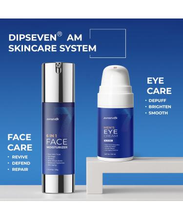 DIPSEVEN Men's Eye & Face Care Bundle Anti-Aging Eye Cream + 6-in-1 Face Moisturizer for Men Reduce Puffiness Dark Circles Wrinkles Dry Skin Peptides Hyaluronic Acid Niacinamide Caffeine - Buy Online on GoSupps.com