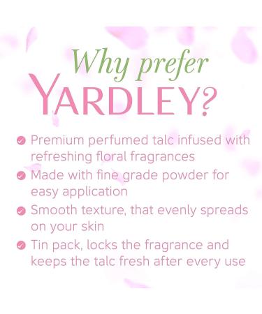 Yardley London Fresh Floral Fragrance Locked in a Fine & Silky Perfumed Talcum Powder (Yardley London English Rose Pack of 3 250Gram) - Buy Online on GoSupps.com