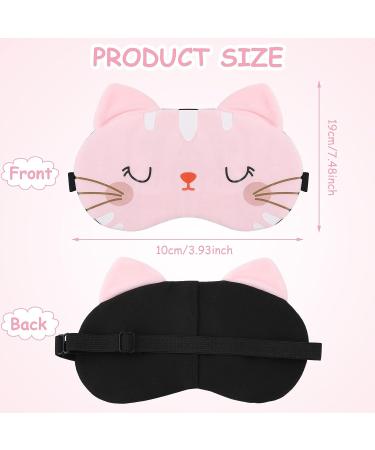 Lusofie 3Pcs Kids Cartoon Cat Sleep Mask Set with Adjustable Strap - Soft Blindfold Eye Covers for Sleeping, Travel - White Pink Grey - for Kids and Adults - Buy Online on GoSupps.com