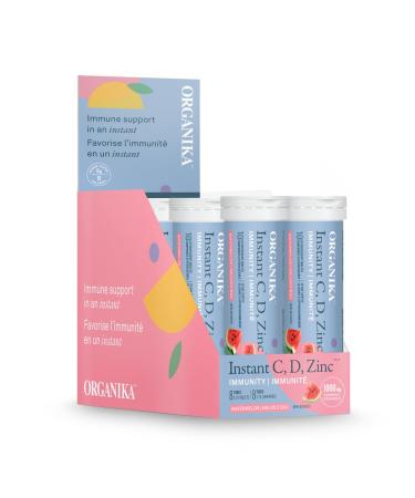 Instant C D Zinc Effervescent Tablets - Watermelon Flavour - Immunity Support - 8 Tubes x 10 Tablets