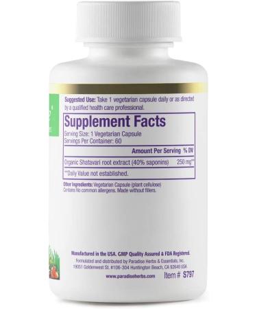 Paradise Herbs Shatavari 60 Veg Capsules | Boost Hormonal Balance & Wellness - Buy Online on GoSupps.com