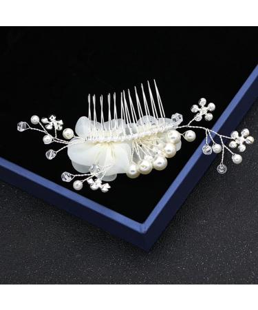 Cubahop Bride Wedding Flower Hair Comb Slides Silver Bridal Crystal Hair Accessories Rhinestones Floral Headpieces for Women and Girls - Buy Online on GoSupps.com