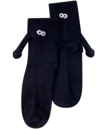Funny Magnetic Suction Couple Socks - Hand in Hand Doll Black White Novelty Cartoon Socks for Men Women - Unisex Holding Hands Socks for Couples - Buy Online on GoSupps.com