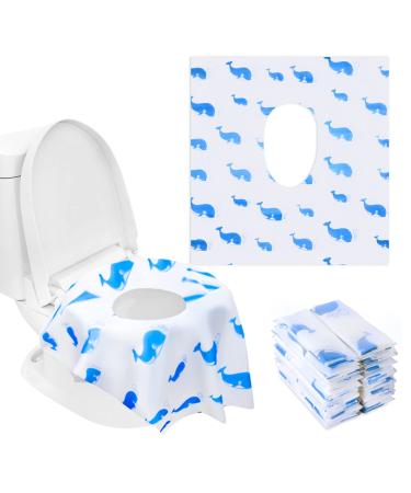 Toilet Seat Covers Disposable, 20Pack Extra Large Disposable Toilet Seat Covers for Adults, Individually Wrapped Potty Training Liners with Non-Slip Adhesives for Kids in Home, Restrooms&Travel L - 20 PACK - Blue