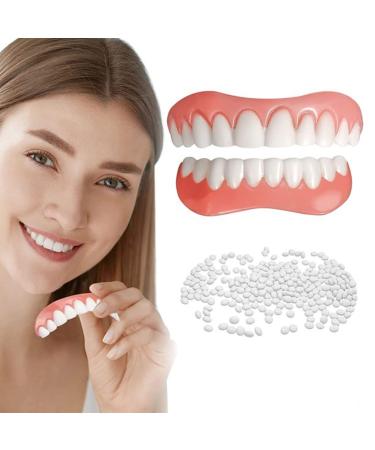 Fake Teeth  2 PCS Veneers Dentures Socket for Women and Men  Dental Veneers for Temporary Tooth Repair Upper and Lower Jaw  Protect Your Teeth and Regain Confident Smile  Bright White 2 PCS