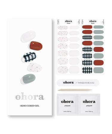 ohora Semi Cured Gel Nail Strips (N Deco) - Works with Any Nail Lamps, Salon-Quality, Long Lasting, Easy to Apply & Remove - Includes 2 Prep Pads, Nail File & Wooden Stick