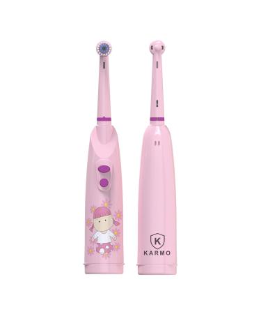 Karmo Kids Electric Toothbrush Battery Powered Electric Toothbrush for Kids Age 3-12. Children's Power toothbrushes (Pink) Pink 1 count (Pack of 1)