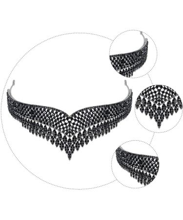 FRCOLOR Jeweled Baroque Queen Crown Black Crown Gothic Headpiece Rhinestone Wedding Crown Costume Party Hair Accessories for Women - Buy Online on GoSupps.com