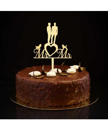 Mr & Mr Birthday Cupcake Topper Grooms Hearts Last Name Cupcake Toppers for Gender Reveal Graduation Cake D cor Reusable Country 2 Grooms Silhouettes Acrylic Black Style-1
