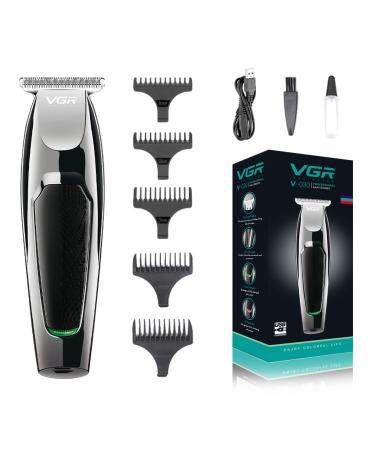 VGR Hair Clippers for Men Cordless Low Noise Men's Oil Head Clipper Professional Electric Shaving USB Rechargeable for Engraving Bald Beard Hair Angle Trimmer Black