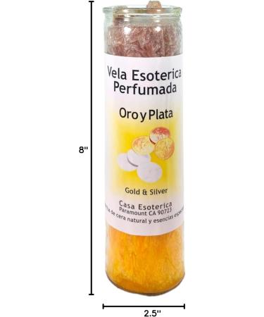 Gold & Silver Palm Wax Intention Spell Candle - Brown/Gold | Vela Casa Esoterica Perfumed (Oroy Palta) for Spiritual Practices - Buy Online on GoSupps.com