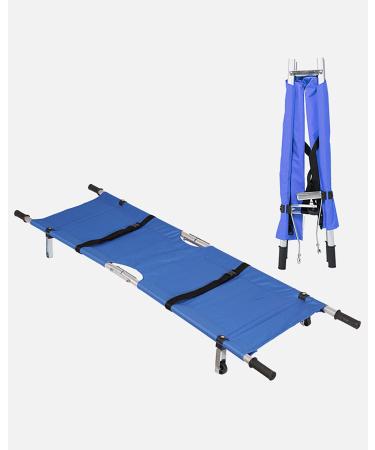 Multifunctional Mergency Rescue Stretcher Portable Aluminum Alloy First Aid Stretcher Patient Transport Flat Stretcher Bad for Ambulance Blue
