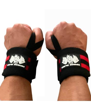 FAMOUS SPORT Gym Wrist Wraps for Weightlifting Lifting Wrist Wraps - Wrist Support with Thumb Loop  Professional Use Men & Women Weight Lifting, Crossfit, Powerlifting, Strength Training (Red 18") 18 Red