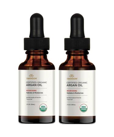 Swanson Certified Organic Argan Oil 2 fl Ounce (59 ml) Liquid (2 Pack)