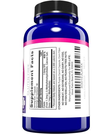 Methylfolate 1mg - Professional Strength MTHFR Support Supplement | Immune & Brain Health - 90 Vegan Capsules - Buy Online on GoSupps.com
