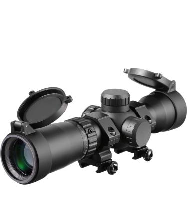 MA3TY 1.5-5x32 Crossbow Scope, 20-100 Yards Ballistic Reticle, Second Focal Plane,300-425 FPS Speed Adjustment,Crossbow Scopes,2 Retical Illuminated Compact Optics, W/Rings