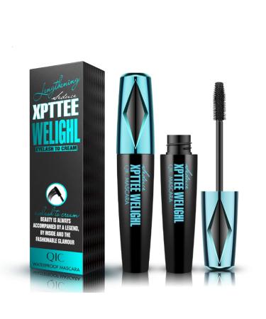 4D Silk Fiber Eyelash Mascara, Black Volume and Length, No Flaking, No Smudging, No Clumping, Waterproof, Thick, All Day Deliciously Full (Pack of 1)